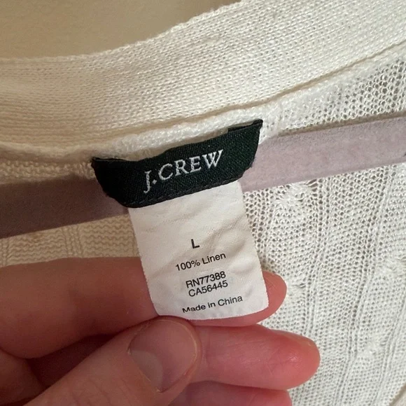 J. Crew Cream Linen Knit V-Neck Sweater - Picture 2 of 4
